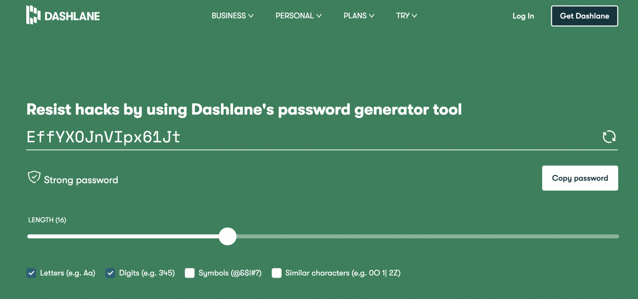 dashlane password generator s